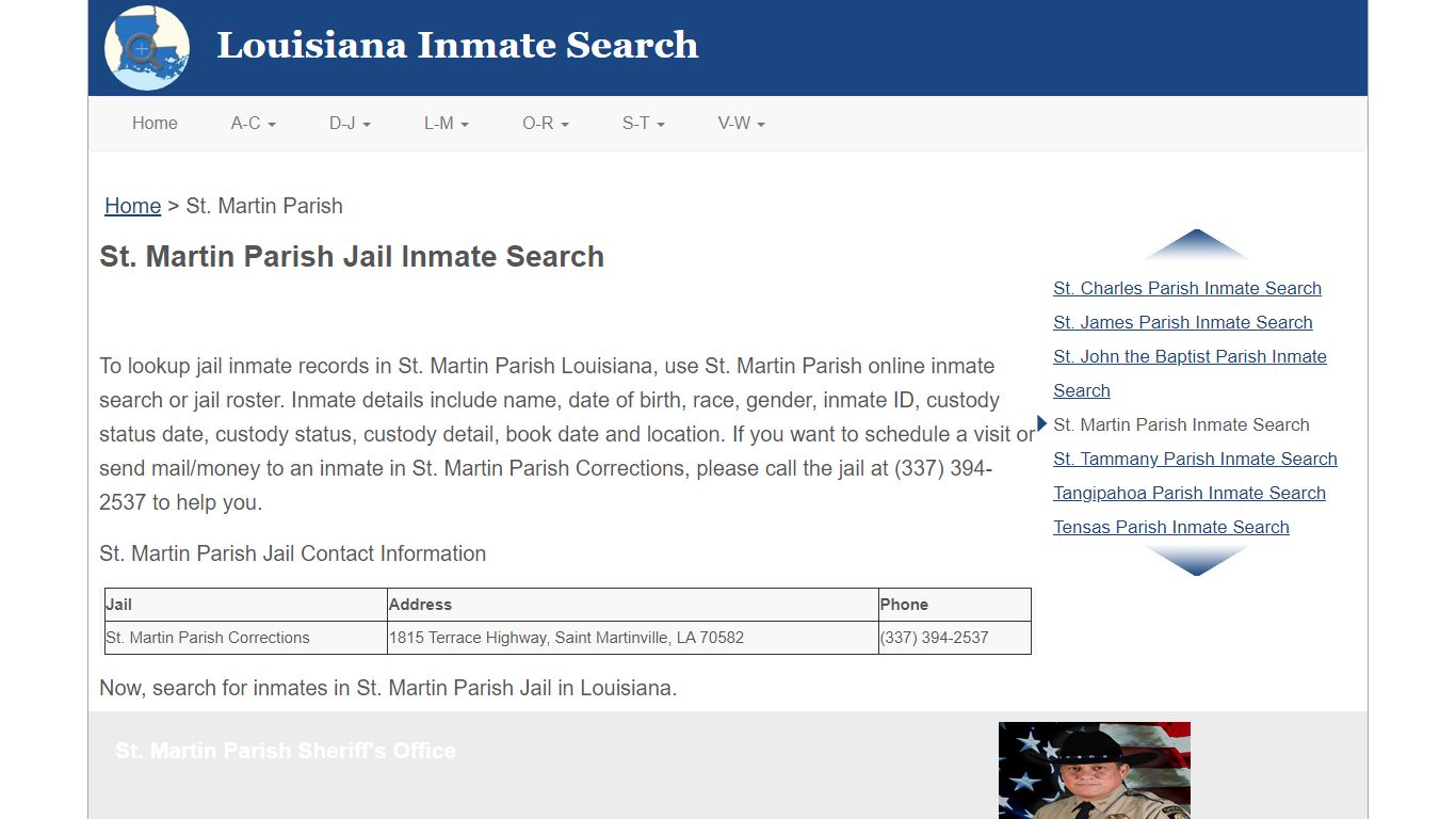 St. Martin Parish LA Jail Inmate Search